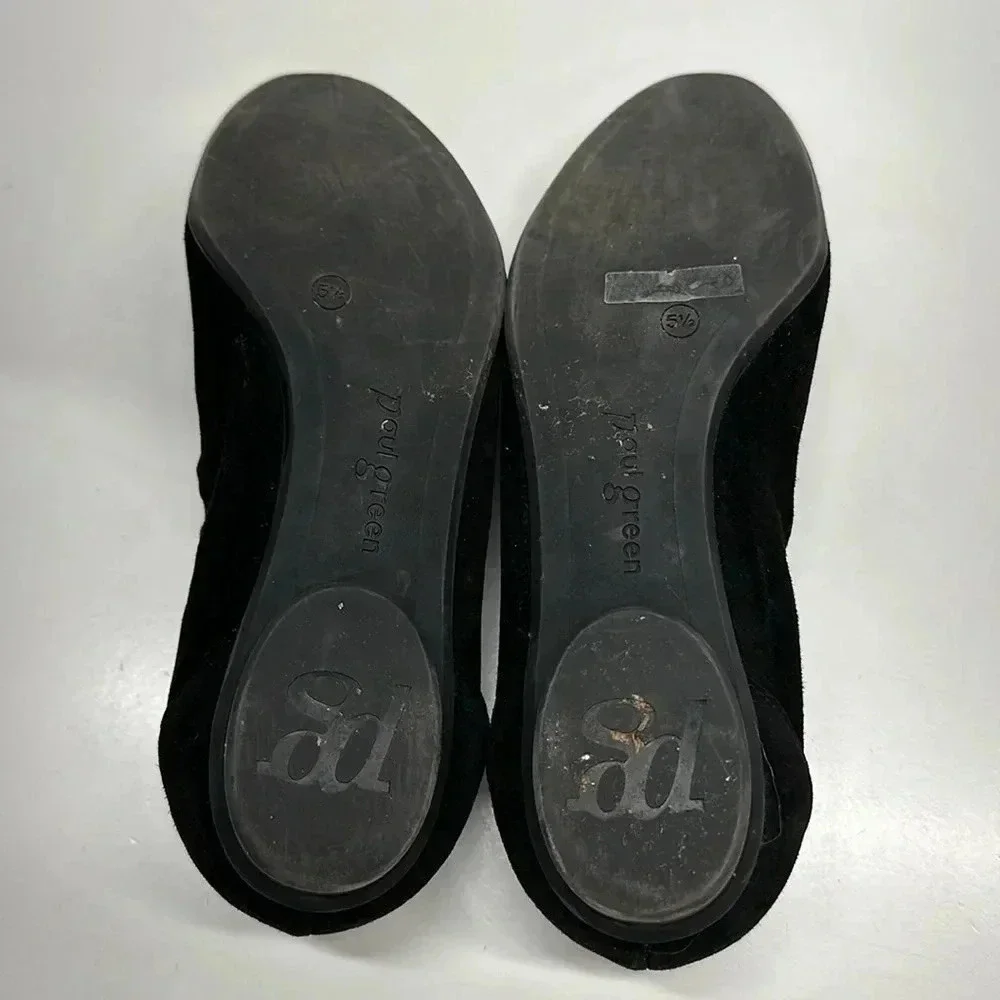 Paul Green Suede Scrunch Ballet Flats Slip On Designer Shoes Black UK 5.5 / US 8